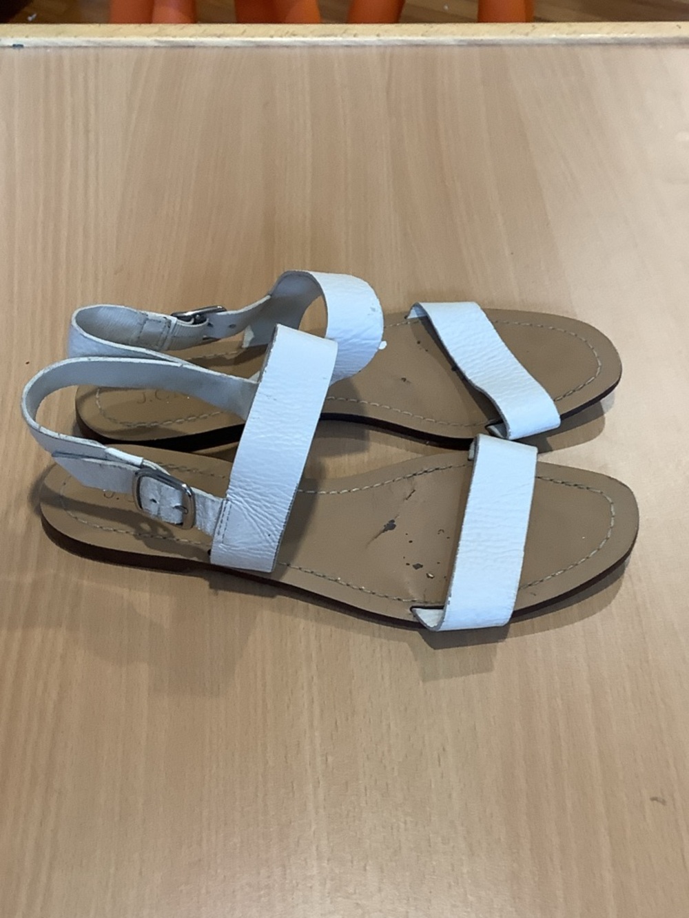 J. Crew White Leather Two-Strap Slingback Sandals